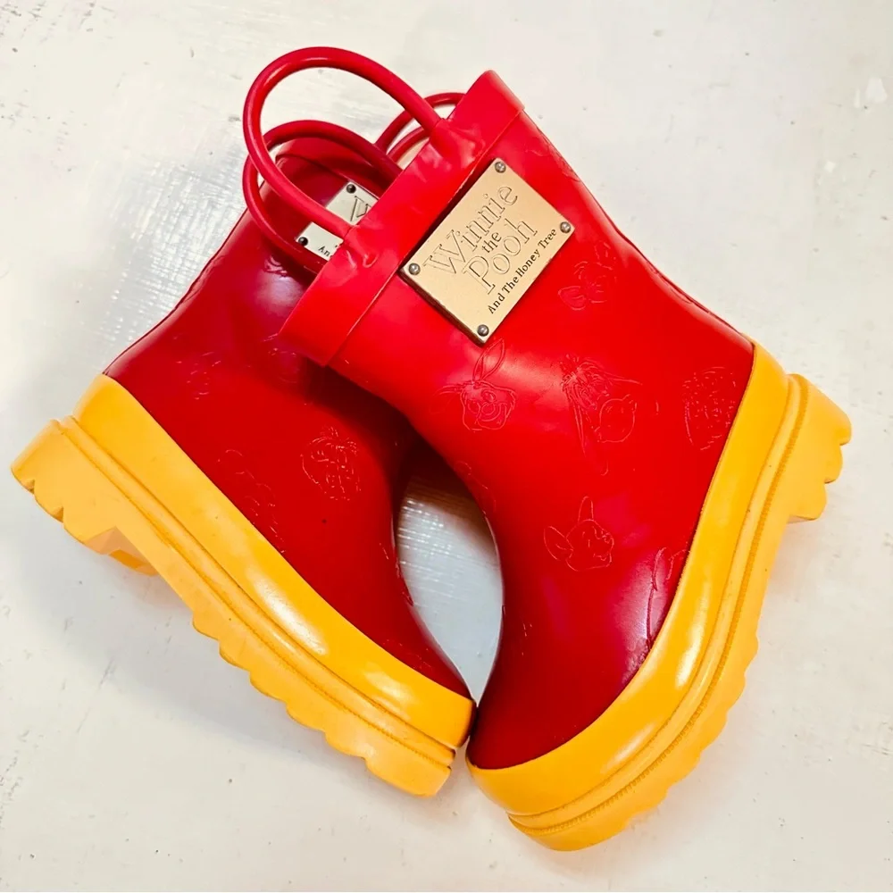 Disney’s Winnie The Pooh And The Honey Tree Red & Yellow Rain Boots Kids Size 7